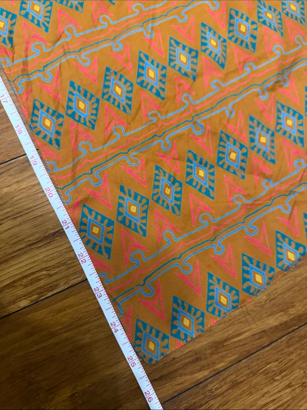 Vibrant Orange Geometric Square Scarf - Picture 3 of 3